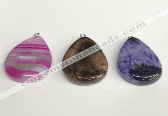 NGP5732 30*40mm flat teardrop agate pendants wholesale