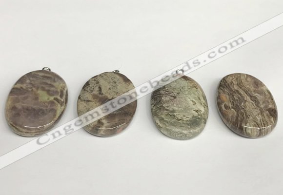 NGP5746 25*35mm oval rainforest agate pendants wholesale