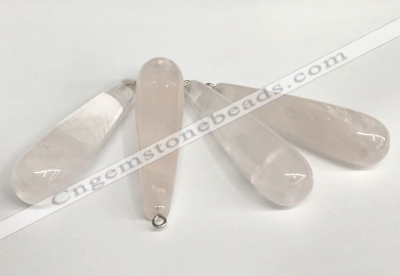 NGP5767 14*40mm - 15*55mm teardrop rose quartz pendants wholesale