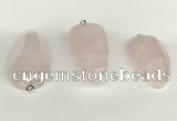 NGP5771 22*48mm - 25*55mm flat teardrop rose quartz pendants