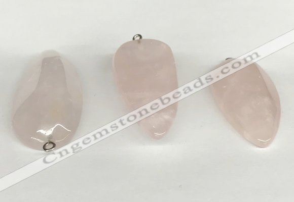 NGP5771 22*48mm - 25*55mm flat teardrop rose quartz pendants