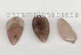 NGP5772 22*48mm - 25*55mm flat teardrop strawberry quartz pendants