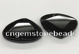 NGP5789 43*53mm faceted flat teardrop black agate pendants