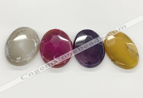 NGP5820 32*50mm faceted oval agate gemstone pendants wholesale