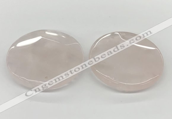 NGP5844 50mm flat round rose quartz pendants wholesale