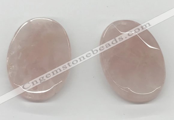 NGP5845 35*55mm faceted oval rose quartz pendants wholesale