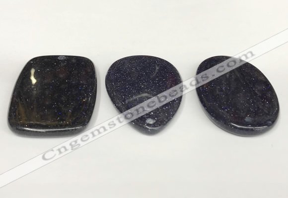 NGP5858 35*55mm freeform blue goldstone pendants wholesale