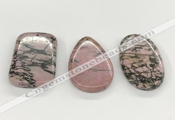 NGP5868 30*50mm freeform rhodonite pendants wholesale