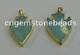 NGP6001 22*30mm - 25*35mm arrowhead amazonite gemstone pendants