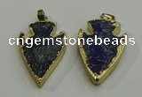 NGP6003 22*30mm - 25*35mm arrowhead lapis lazuli gemstone pendants