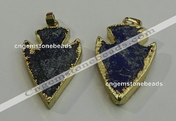 NGP6003 22*30mm - 25*35mm arrowhead lapis lazuli gemstone pendants