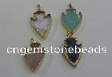 NGP6005 22*30mm - 25*35mm arrowhead mixed gemstone pendants