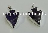 NGP6006 22*30mm - 25*35mm arrowhead amethyst pendants