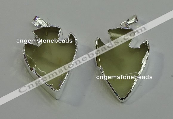 NGP6007 22*30mm - 25*35mm arrowhead lemon quartz pendants