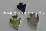 NGP6009 22*30mm - 25*35mm arrowhead mixed gemstone pendants