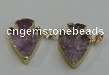 NGP6011 25*30mm - 30*35mm arrowhead amethyst pendants