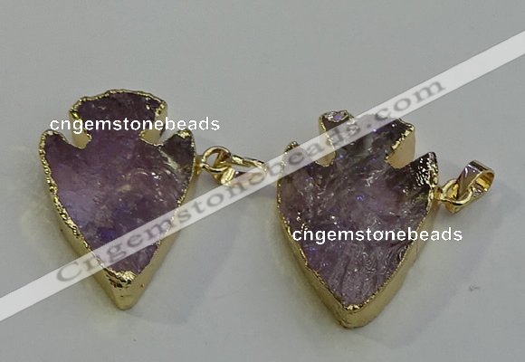 NGP6011 25*30mm - 30*35mm arrowhead amethyst pendants