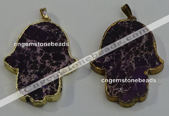 NGP6031 22*40mm - 25*45mm hamsahand sea sediment jasper pendants