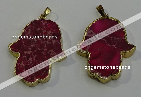 NGP6033 22*40mm - 25*45mm hamsahand sea sediment jasper pendants