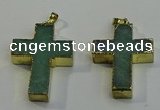 NGP6037 30*40mm - 35*45mm cross green aventurine pendants