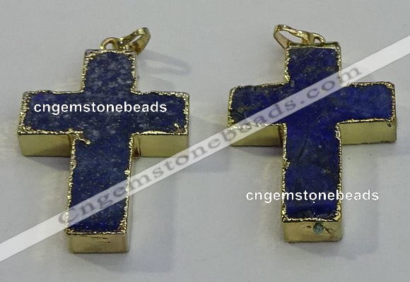 NGP6039 30*40mm - 35*45mm cross lapis lazuli pendants