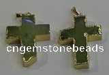 NGP6040 30*40mm - 35*45mm cross green rutilated quartz pendants