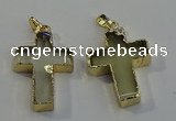 NGP6041 30*40mm - 35*45mm cross lemon quartz pendants