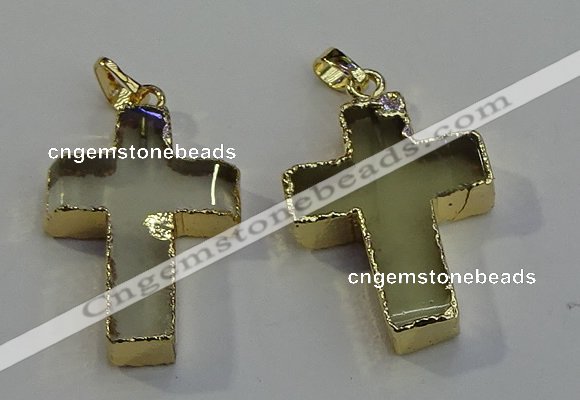 NGP6041 30*40mm - 35*45mm cross lemon quartz pendants