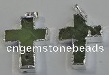 NGP6046 30*40mm - 35*45mm cross green rutilated quartz pendants