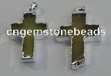 NGP6047 30*40mm - 35*45mm cross lemon quartz pendants