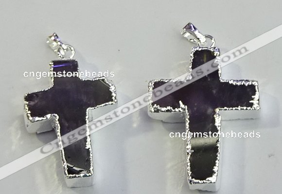 NGP6050 30*40mm - 35*45mm cross amethyst pendants