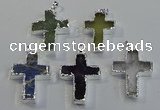 NGP6051 30*40mm - 35*45mm cross mixed gemstone pendants