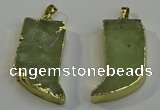 NGP6052 15*40mm - 18*45mm horn green rutilated quartz pendants