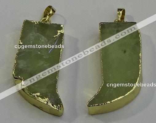 NGP6052 15*40mm - 18*45mm horn green rutilated quartz pendants