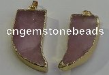 NGP6053 15*40mm - 18*45mm horn rose quartz pendants