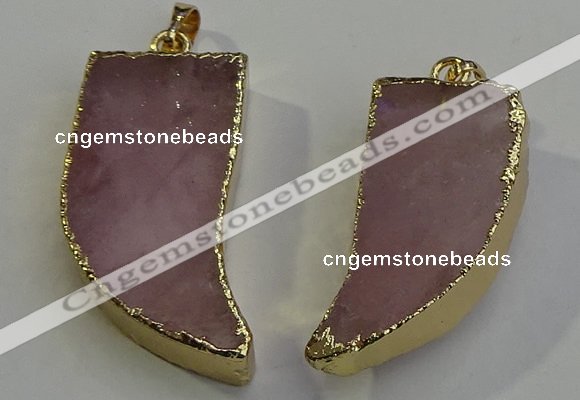 NGP6053 15*40mm - 18*45mm horn rose quartz pendants