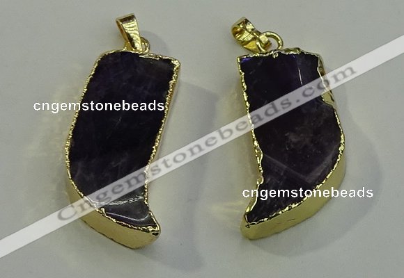 NGP6054 15*40mm - 18*45mm horn amethyst pendants