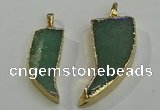 NGP6057 15*40mm - 18*45mm horn green aventurine pendants