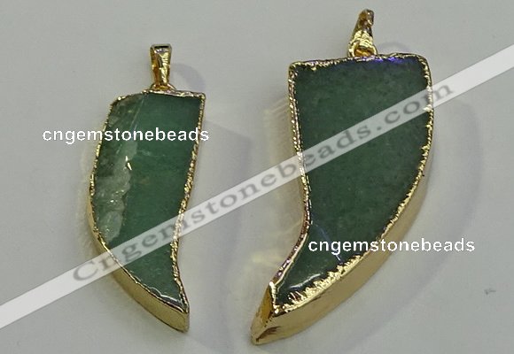 NGP6057 15*40mm - 18*45mm horn green aventurine pendants