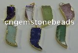 NGP6060 15*40mm - 18*45mm horn mixed gemstone pendants