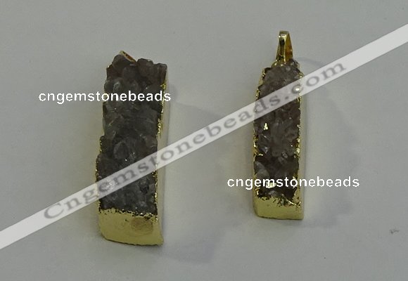 NGP6061 10*35mm - 10*40mm rectangle druzy agate pendants