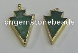 NGP6063 20*40mm - 25*45mm arrowhead green aventurine pendants