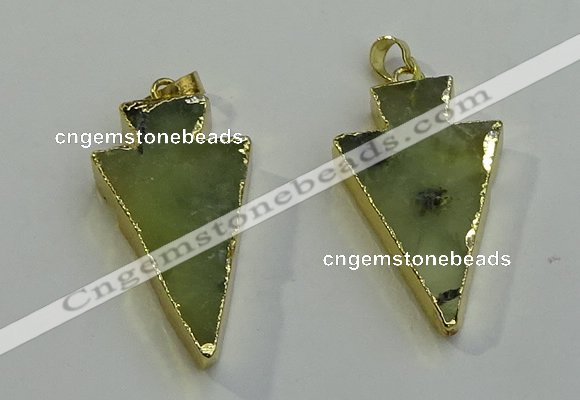 NGP6064 20*40mm - 25*45mm arrowhead green rutilated quartz pendants