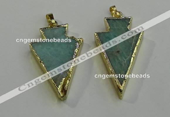 NGP6066 20*40mm - 25*45mm arrowhead amazonite pendants