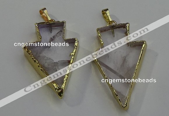 NGP6067 20*40mm - 25*45mm arrowhead white crystal pendants