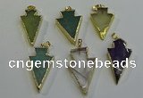 NGP6068 20*40mm - 25*45mm arrowhead mixed gemstone pendants