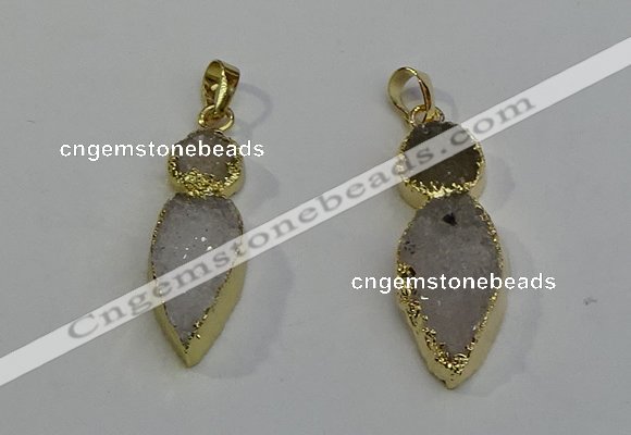 NGP6069 16*40mm - 18*45mm arrowhead druzy agate pendants