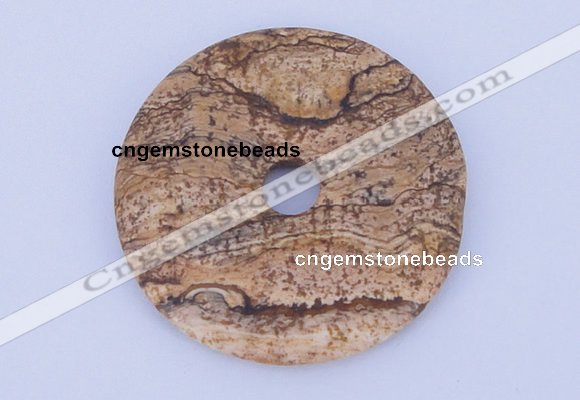 NGP607 5pcs 5*40mm picture jasper gemstone donut pendants wholesale