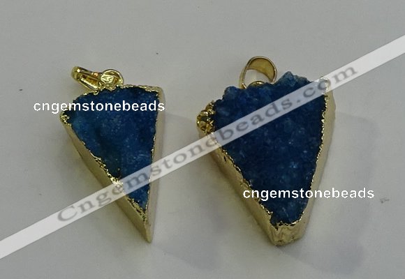 NGP6071 20*25mm - 25*35mm triangle druzy quartz pendants