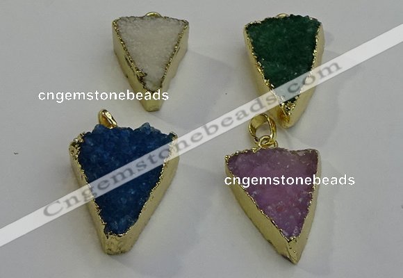 NGP6074 20*25mm - 25*35mm triangle druzy quartz pendants